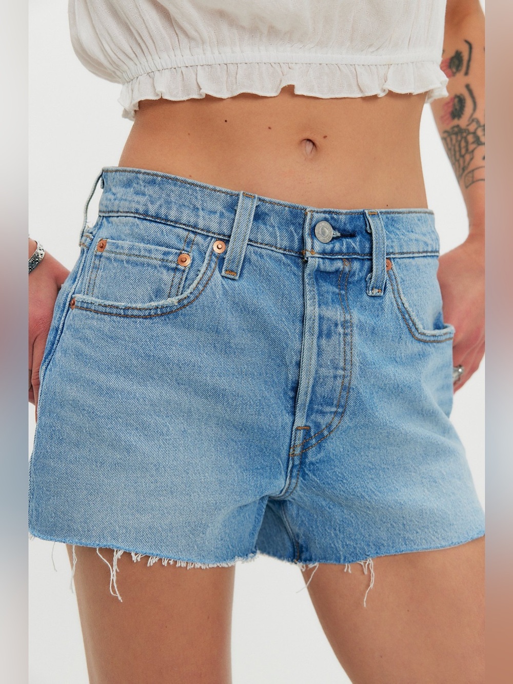 Levi’s 501 Original Denim Mini Shorts High Rise W25 Pink Washed Raw Hem Cotton